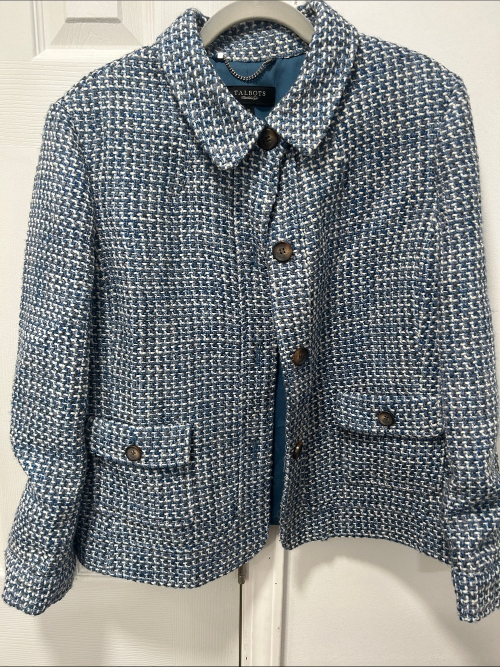Talbots Blue & White Tweed Blazer